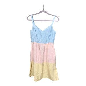 Cynthia Rowley 100% Linen Pastel Colorblock Dress Small - Beach Coastal Breezy